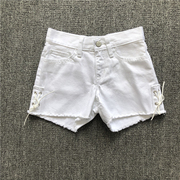 1C3 外贸女童5-6岁夏季白色牛仔短裤热裤出口欧美老牌oldna
