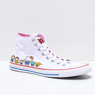 converse匡威男帆布鞋高帮hellokitty系带休闲303933