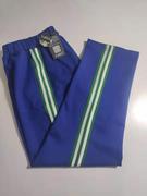 可中小学生男女校裤宝蓝色长裤拼接5厘米绿色宽杠上两条白杠