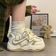 小白鞋女2024春夏小众原创学生运动鞋舒适女童鞋子厚底儿童鞋
