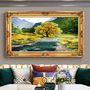 欧式纯手绘风景油画客厅沙发，背景墙装饰画餐厅，挂画有框画福禄壁画