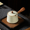 米黄汝窑侧把壶茶壶，泡茶器单个壶陶瓷，茶具套装家用手柄功夫泡茶壶