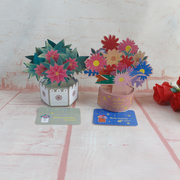 教师节鲜花手工拼装3d立体卡片，纸雕送了老师，祝福语代写礼物印刷