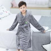 冬季儿童睡袍珊瑚绒加厚男童浴袍法兰绒宝宝睡衣，男孩中大童家居袍