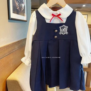 学院风套装~春秋连衣裙女童，jk幼儿园制服两件套娃娃领衬衫