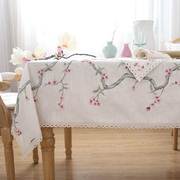 定制 中式美式棉麻布艺台布餐桌布田园小清新长方形亚麻茶几桌布