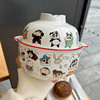 韩式可爱卡通泡面碗带盖大容量学生宿舍少女心双耳陶瓷碗早餐汤碗