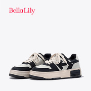 BellaLily2024春季牛皮拼色板鞋女潮酷休闲鞋增高减龄运动鞋