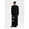 APOZi collection山海前奏系列新中式鹤刺绣单排扣黑色大衣外套女