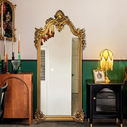 欧式复古雕花穿衣镜中古全身，镜法式靠墙，落地镜服装店试衣镜壁挂