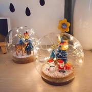 森系小鹿水晶球夜灯diy材料包圣诞树空心玻璃罩，家居装饰手工