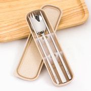 304不锈钢便携餐具创意学生筷，勺子套装便携式环保，户外旅行吃饭用