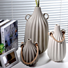 北欧简约家居工艺软装饰样板房，摆件麻绳陶瓷花瓶现代创意客厅花插