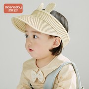 婴儿遮阳帽韩版一岁男宝女宝太阳帽，宝宝帽子草帽，空顶帽儿童防晒帽
