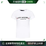 香港直发moschino莫斯奇诺女士白色印花短袖套头圆领T恤衫