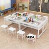 幼儿园小学生双层手工美术，绘画桌圆角，钢化玻璃桌画室课桌椅组合