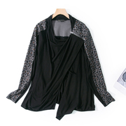E38-2春季女装外贸针织拼接披肩开衫两穿上衣宽松拉链长袖薄外套