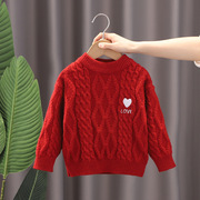 xy8888女童套头毛衣款圆领女宝宝，内搭针织衫长袖红色白色，毛线衣(毛线衣)