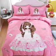 公主粉色红可爱卡通，儿童床上用品床单，被套四件套男孩女孩三件套