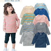 出口日本千趣针织儿童T恤小童上衣宽松纯棉宝宝长袖t恤女童打底衫