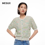 MESUX米岫24夏季女装经典圆领波点提花短款针织开衫MMMUE502