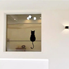阳台玻璃门防撞贴纸厨房推拉门贴画ins窗户装饰线条小猫图案墙贴