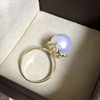 DIY珍珠配件 G18K黄金珍珠戒指空托女 时尚款指环女 配9-12mm圆珠
