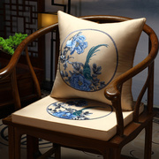 红木沙发坐垫新中式椅垫，实木餐桌茶椅防滑刺绣布艺坐垫海绵定制