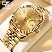 瑞士金仕盾品牌手表男机械表，全自动高档轻奢防水镶钻金色手表