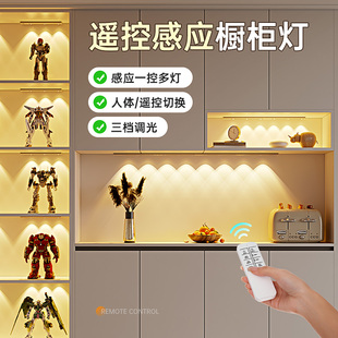 遥控款智能人体自动感应橱柜灯带厨房切菜照明猫眼展示柜子吊柜下