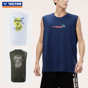victor羽毛球服男女无袖威克，多夏季薄款透气宽松速干短袖t恤