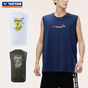 victor羽毛球服男女无袖威克，多夏季薄款透气宽松速干短袖t恤