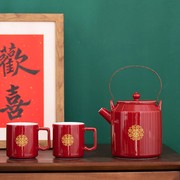 中式婚礼红色敬茶茶具复古结婚敬茶壶改口敬茶杯套装新婚伴手礼物