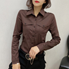 加绒衬衫女长袖2024年修身韩版时尚气质加厚保暖工装职业衬衣