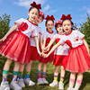 儿童啦啦队演出服短袖蓬蓬裙学院，风合唱团学生绿色六一舞蹈表演服