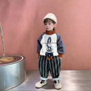 韩系童装男童冬季圆领卫衣，加绒加厚小童一体，绒卡通洋气冬装宝宝上