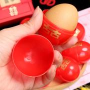 鸡蛋壳红色塑料结婚用品大全，喜字蛋壳中式婚宴宝宝满月喜蛋包装盒
