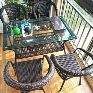户外桌椅藤椅三件套休闲藤椅沙发组合室外庭院阳台实木藤椅小茶几