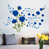 蓝色玫瑰墙面装饰贴纸客厅，卧室沙发电视背景墙面，布置贴画防水墙贴