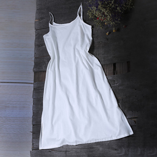 白色长款吊带裙打底纯棉内衬裙夏季防透百搭舒适背心女上衣中长款