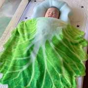 幼童包被白菜叶(白菜叶)新生儿毯子，抱搞怪白菜仿真包单被婴儿毯子抱毯盖毯
