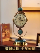 轻奢座钟美式摆台式客厅桌面时钟装饰坐钟家用摆件复古石英钟