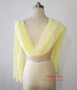 雪纺柠檬黄浅黄色长方形披肩围巾遮阳遮盖臂膀拍照多纯色功能青年