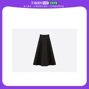 香港直邮DIOR 女士黑色羊毛真丝混纺半身裙长裙 151R33A-1166-900