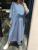 韩版短袖睡裙女夏薄款显瘦条纹可爱小鸭家居服大码胖mm200斤长裙