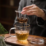 手工耐热加厚玻璃杯花茶杯家用水杯带把过滤茶水分离杯泡茶绿茶杯