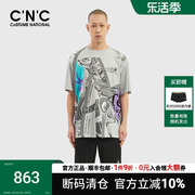 CNC男装奥莱春夏轻奢海洋元素图案印花短袖意大利品牌T恤上衣