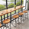 现代简约吧台椅实木北欧家用酒吧，凳子前台咖啡休闲餐厅铁艺高脚椅