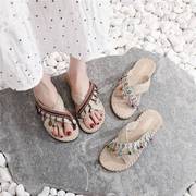 夏日旅游度假海滩拖鞋女式波西米亚民族风凉拖鞋外穿海边沙滩凉拖