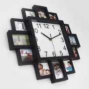 黑色塑料f相框钟创意挂钟时尚照片钟表客厅简约时钟挂墙家用